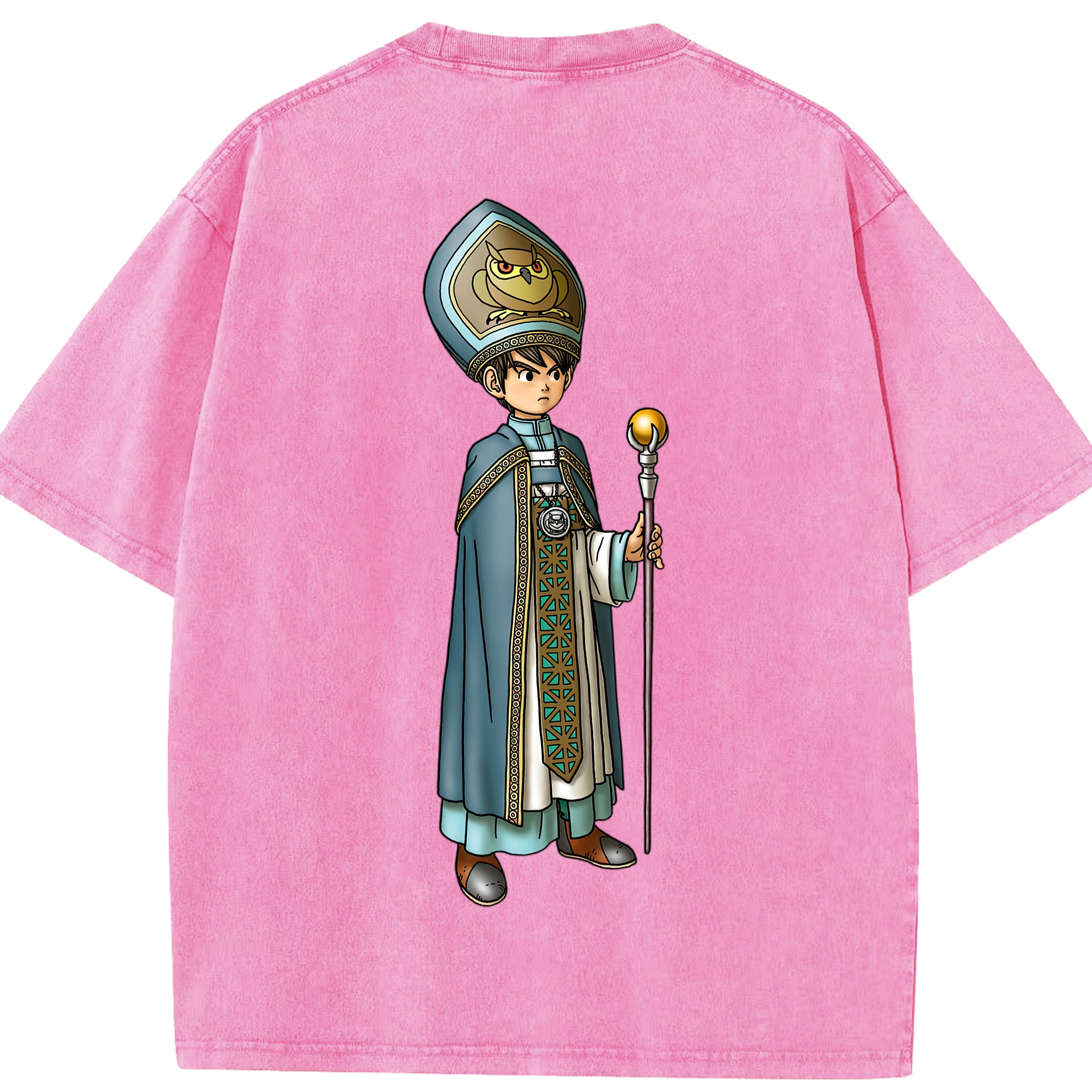 （画像用） ドラゴンクエスト Doragon Kuesuto Dragon Quest 綿100% ヴィンテージ風 半袖Tシャツ（背面プリント）